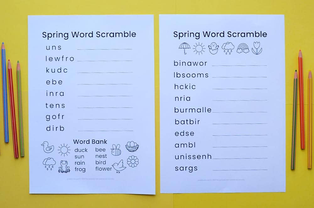 spring word puzzles for kids