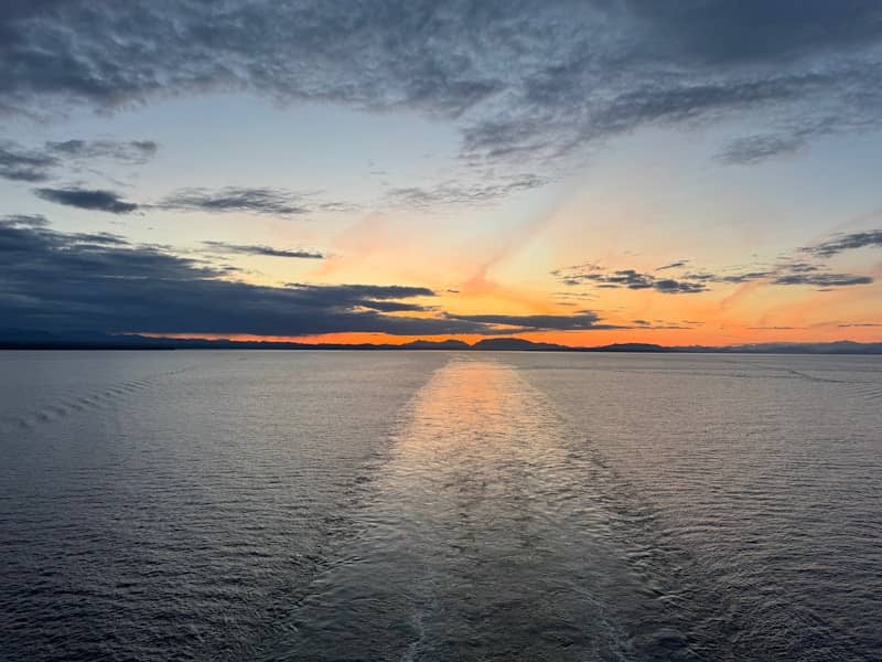 Ocean sunset with interesting cloud formations.