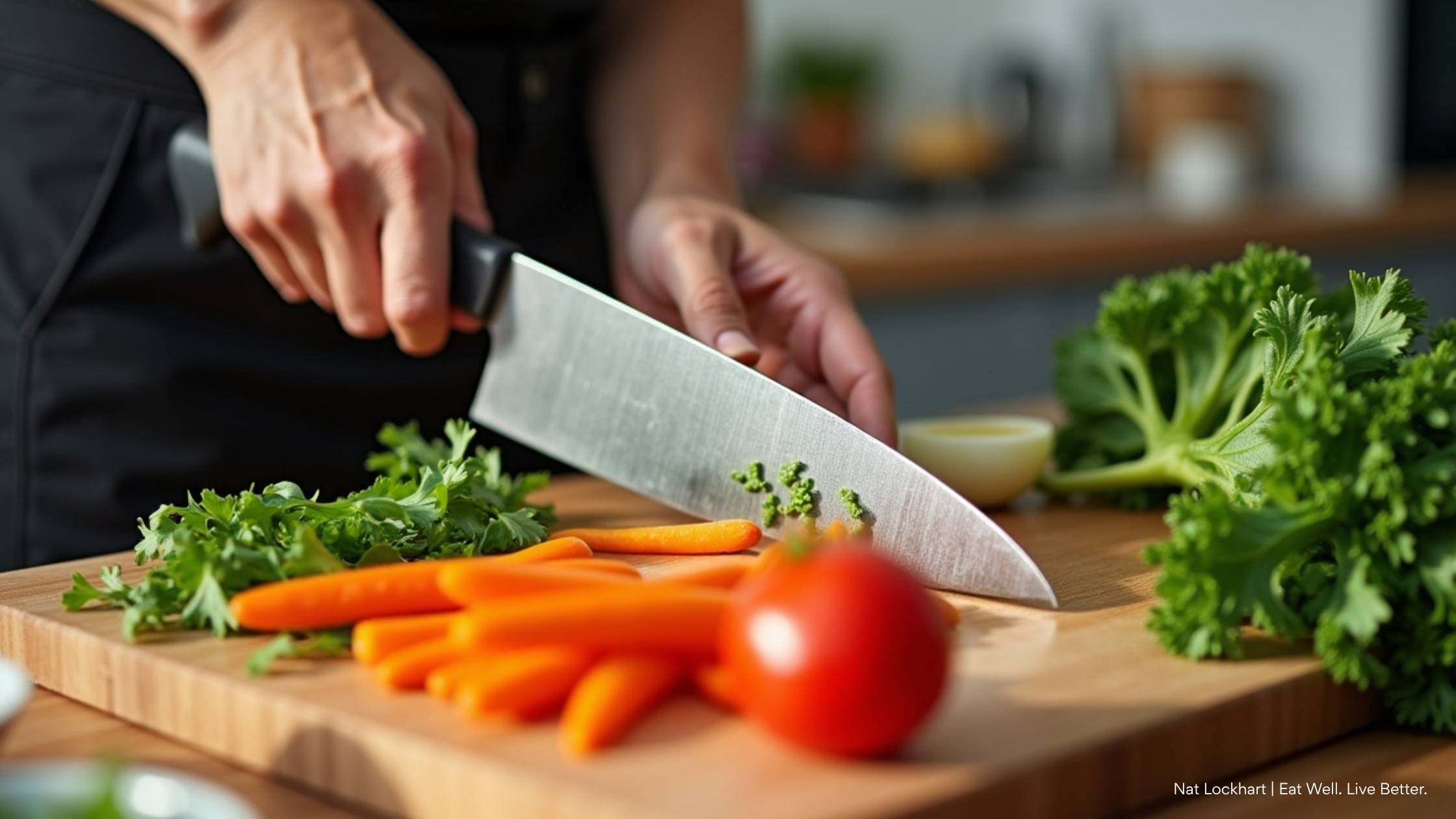 Woman cutting produce for a realistic meal prep plan