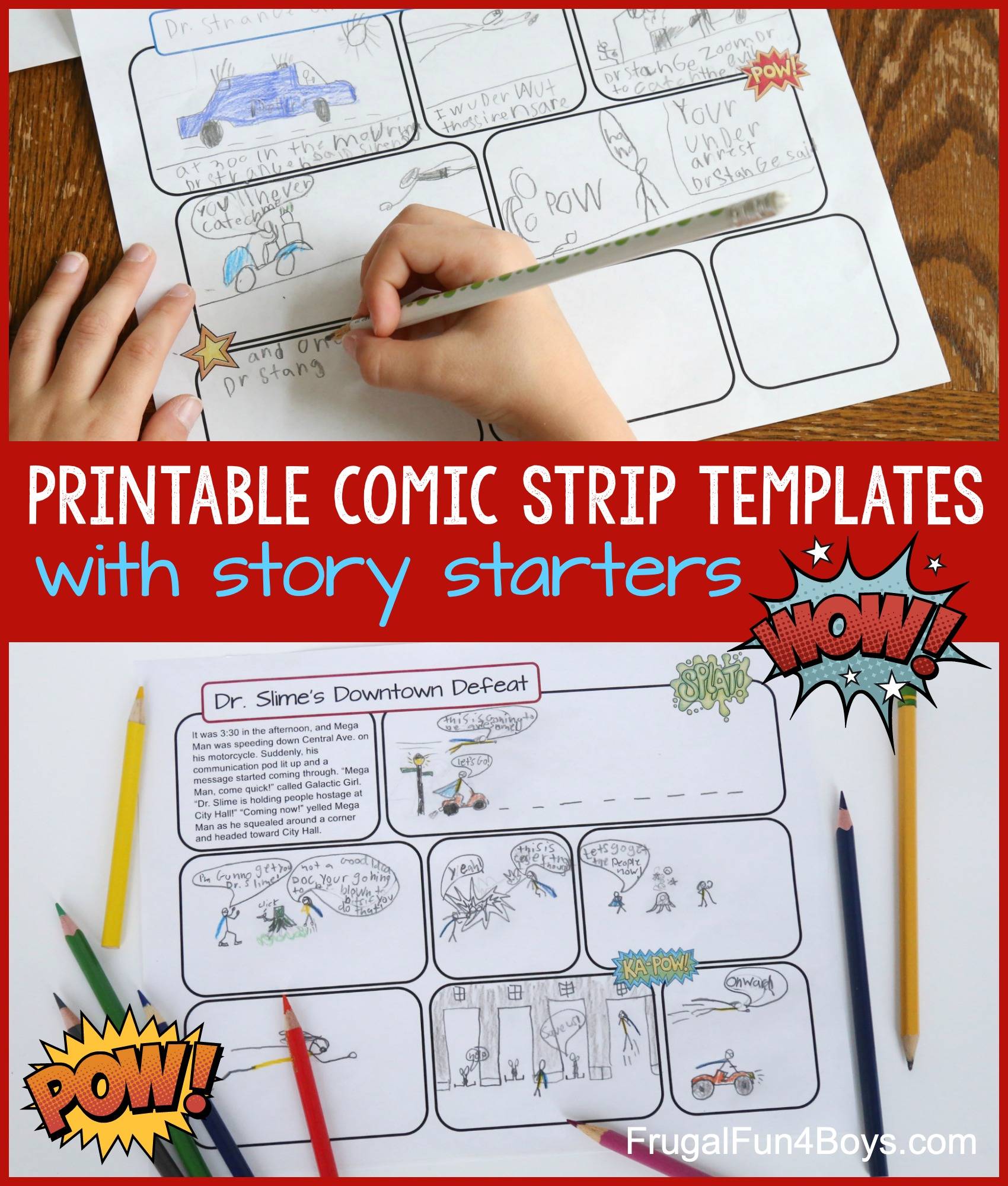 Printable Comic Strip Templates with Story Starters - Frugal Fun