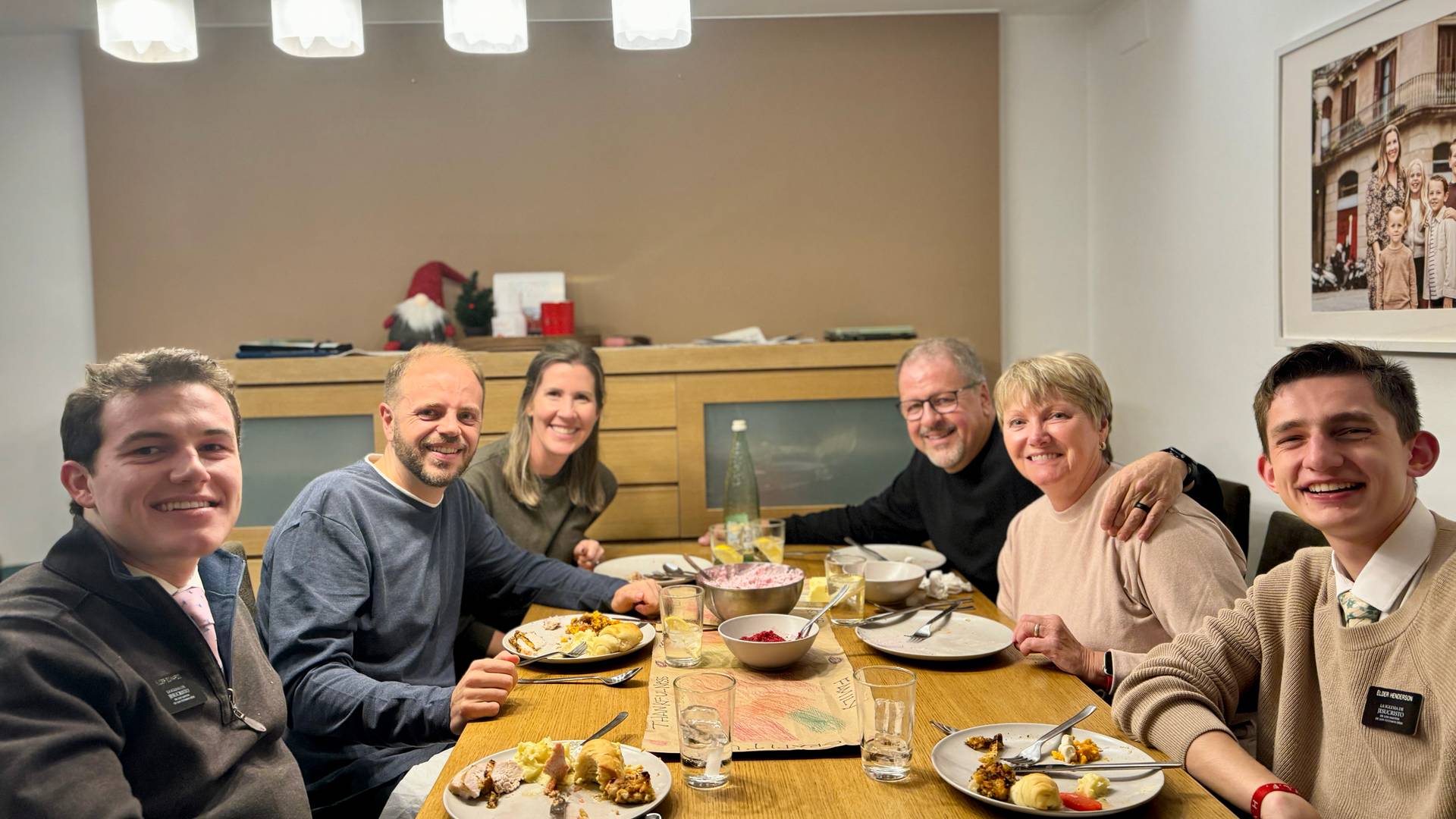 The Allen family enjoying Thanksgiving Dinner.