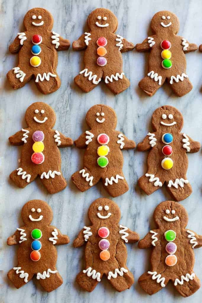 Gingerbread cookies lined up