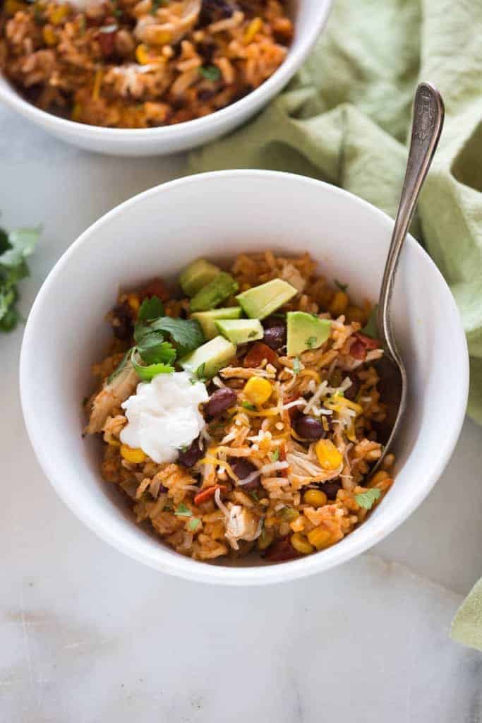 Instant Pot Chicken Taco Bowls.