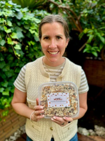 Lauren holding homemade muesli gift