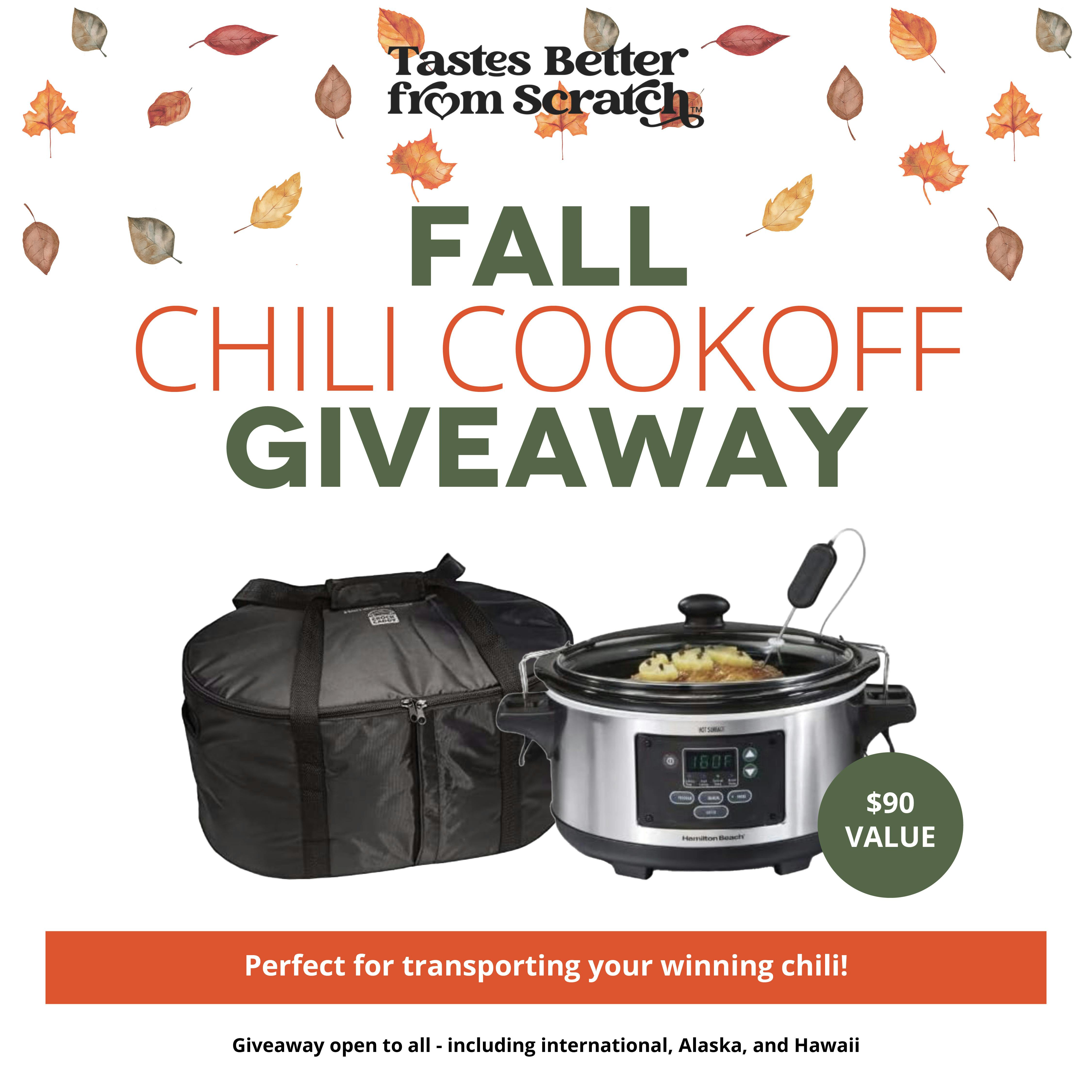 TBFS Fall Chili Cookoff Giveaway! $90 value, perfect for transporting your winning chili! Giveaway open to all- including international, Alaska, and Hawaii.