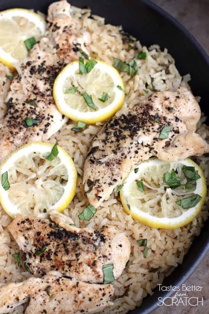 One pan lemon basil chicken and rice