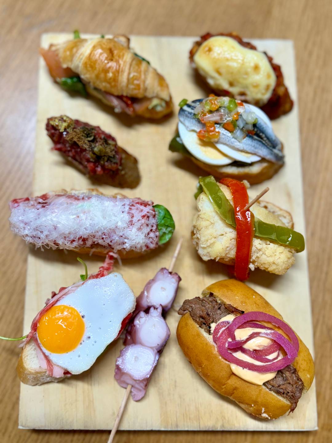 Pintchos, a version of Spanish tapas, served in San Sebastian.