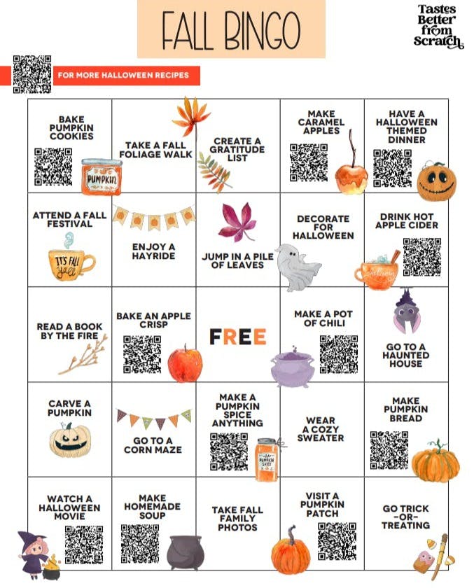 Fall Bingo Card.