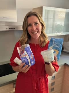 Lauren holding different kinds of salt.
