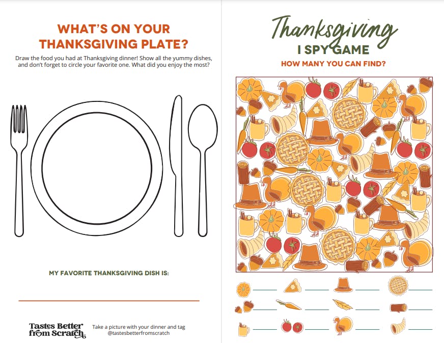 Thanksgiving Kids Table Printable.