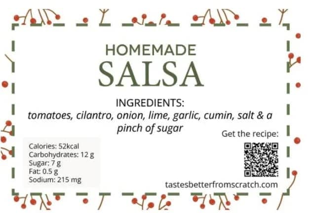 Homemade Salsa Gift Tag.