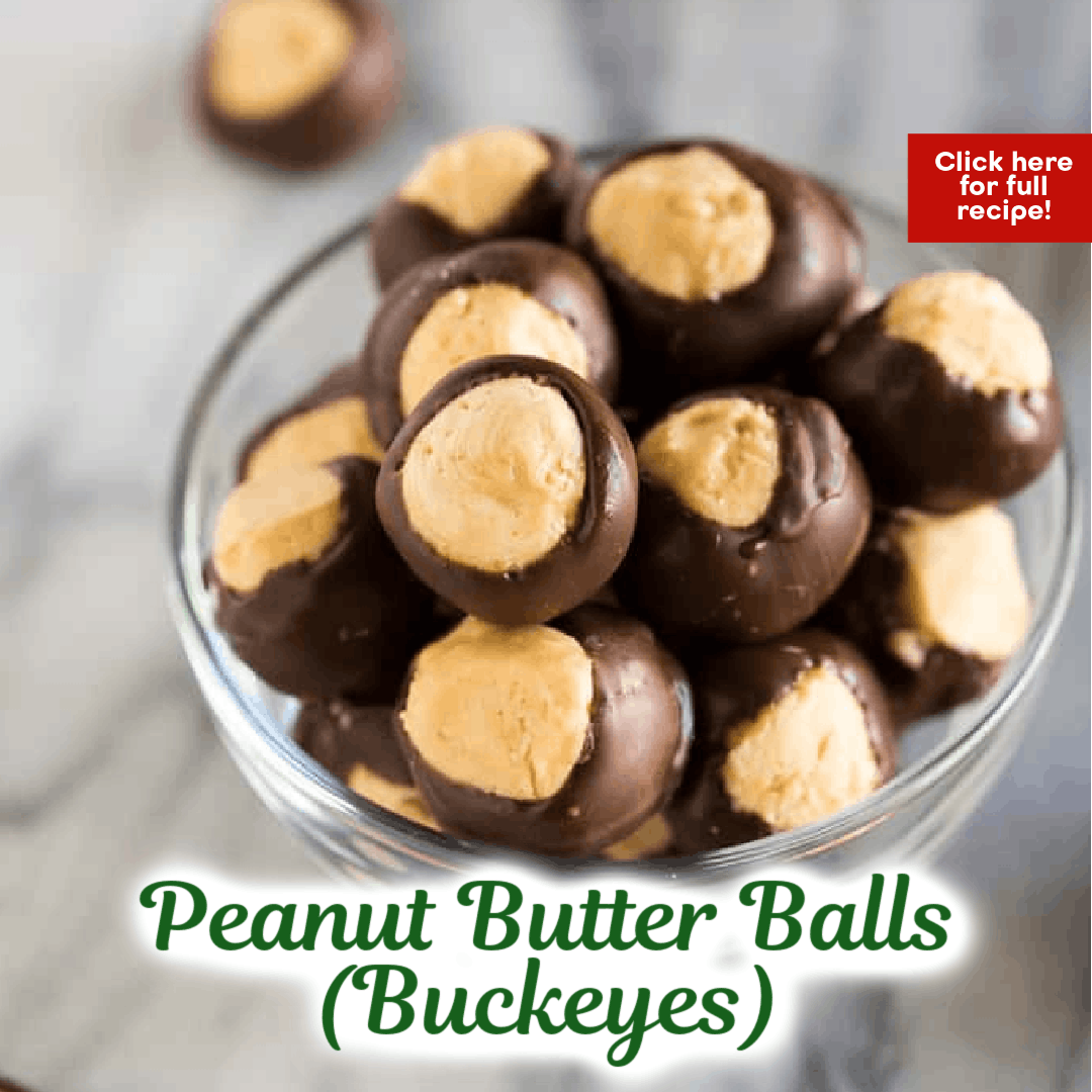 Peanut Butter Balls in a clear bowl