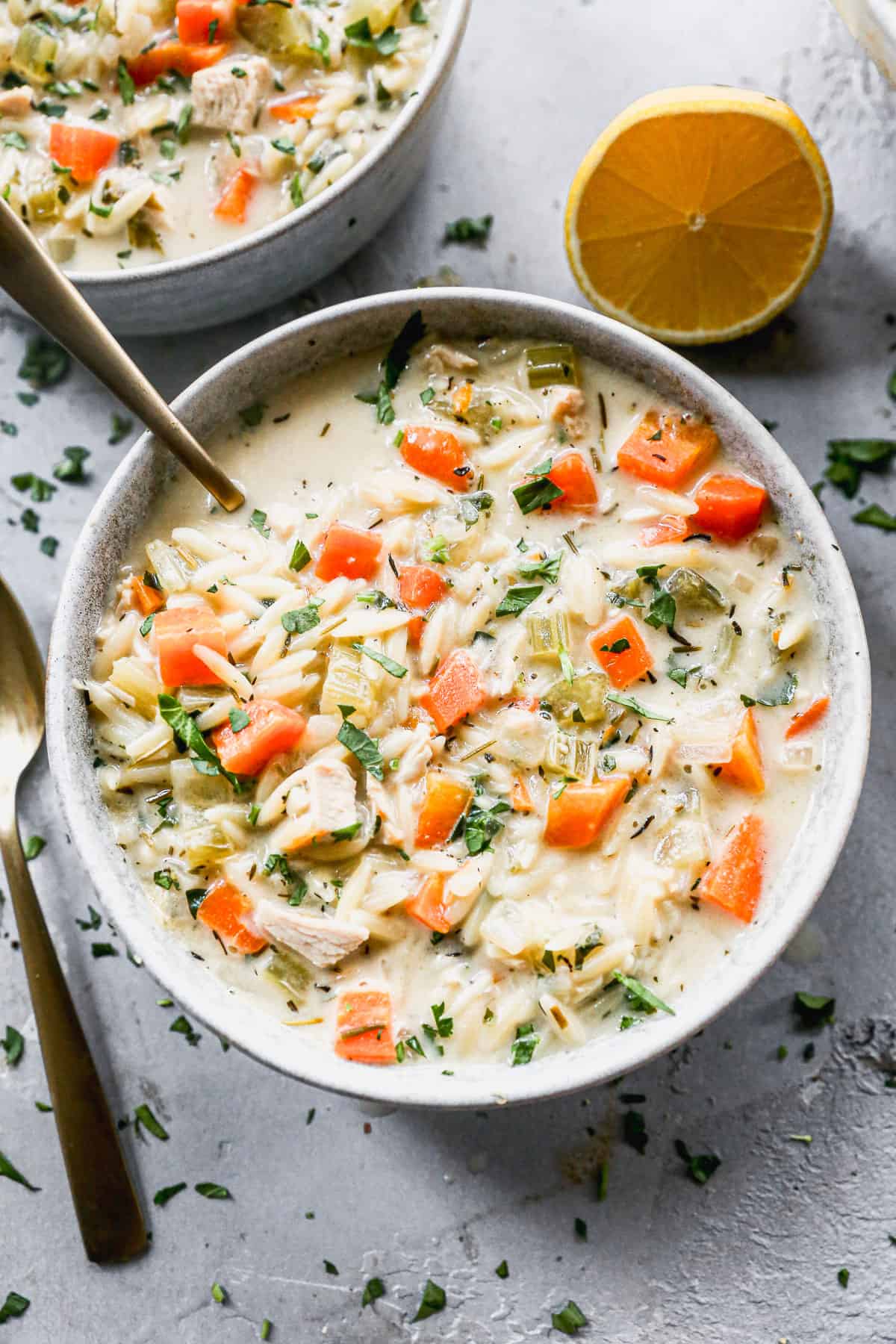 lemon chicken orzo soup.