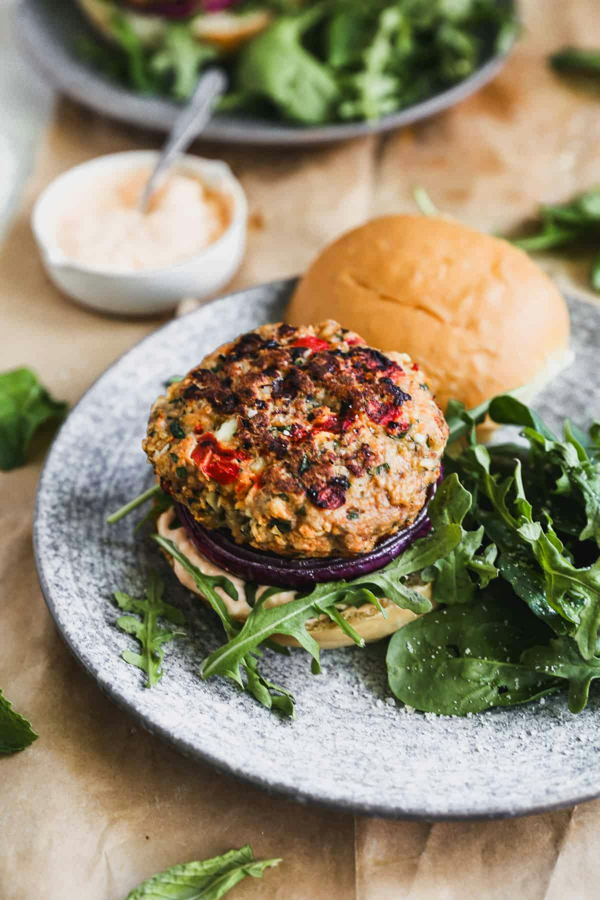 Greek Burgers with Feta Aioli