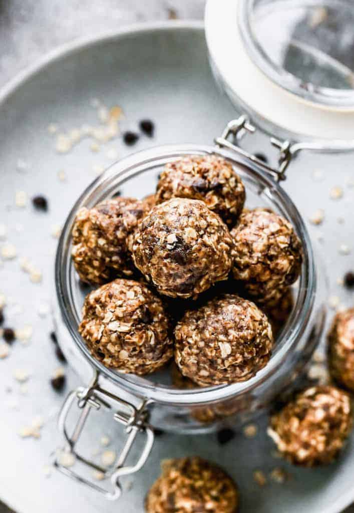 Granola Bites in a clear jar