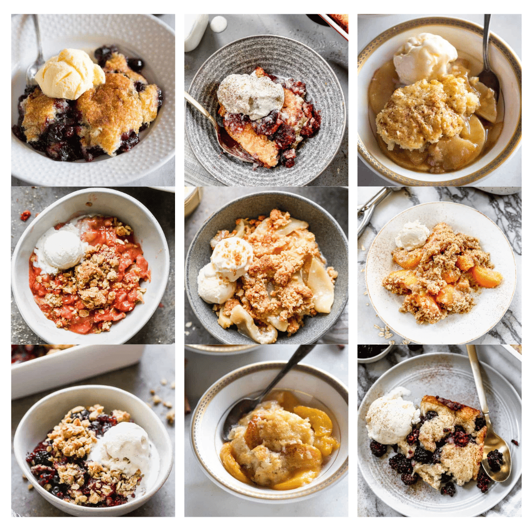 Collage of cobblers and crisps.