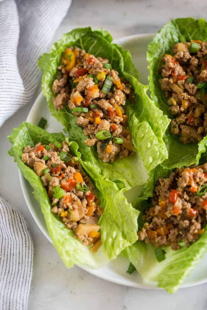 Lettuce Wraps on a white plate