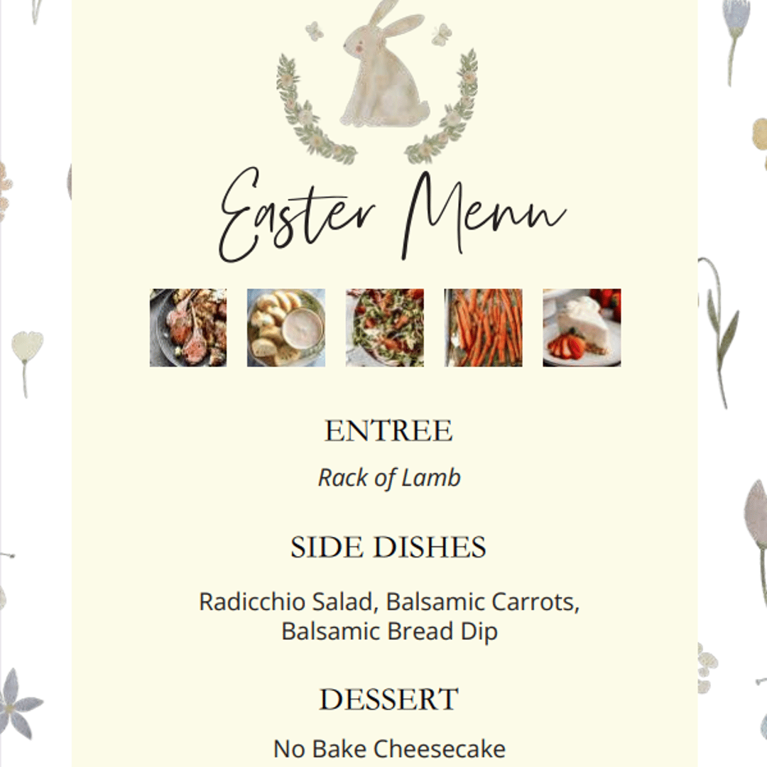 Easter Menu Card