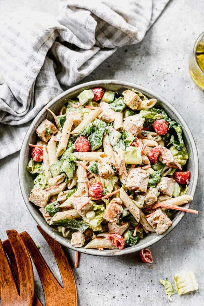 Chicken Caesar Pasta Salad.