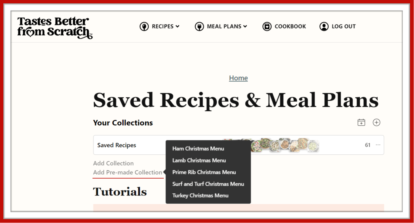 Saved Recipe and meal plan tutorial 