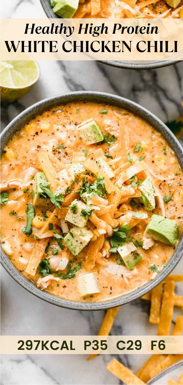 Healthy High Protein White Chicken Chili.