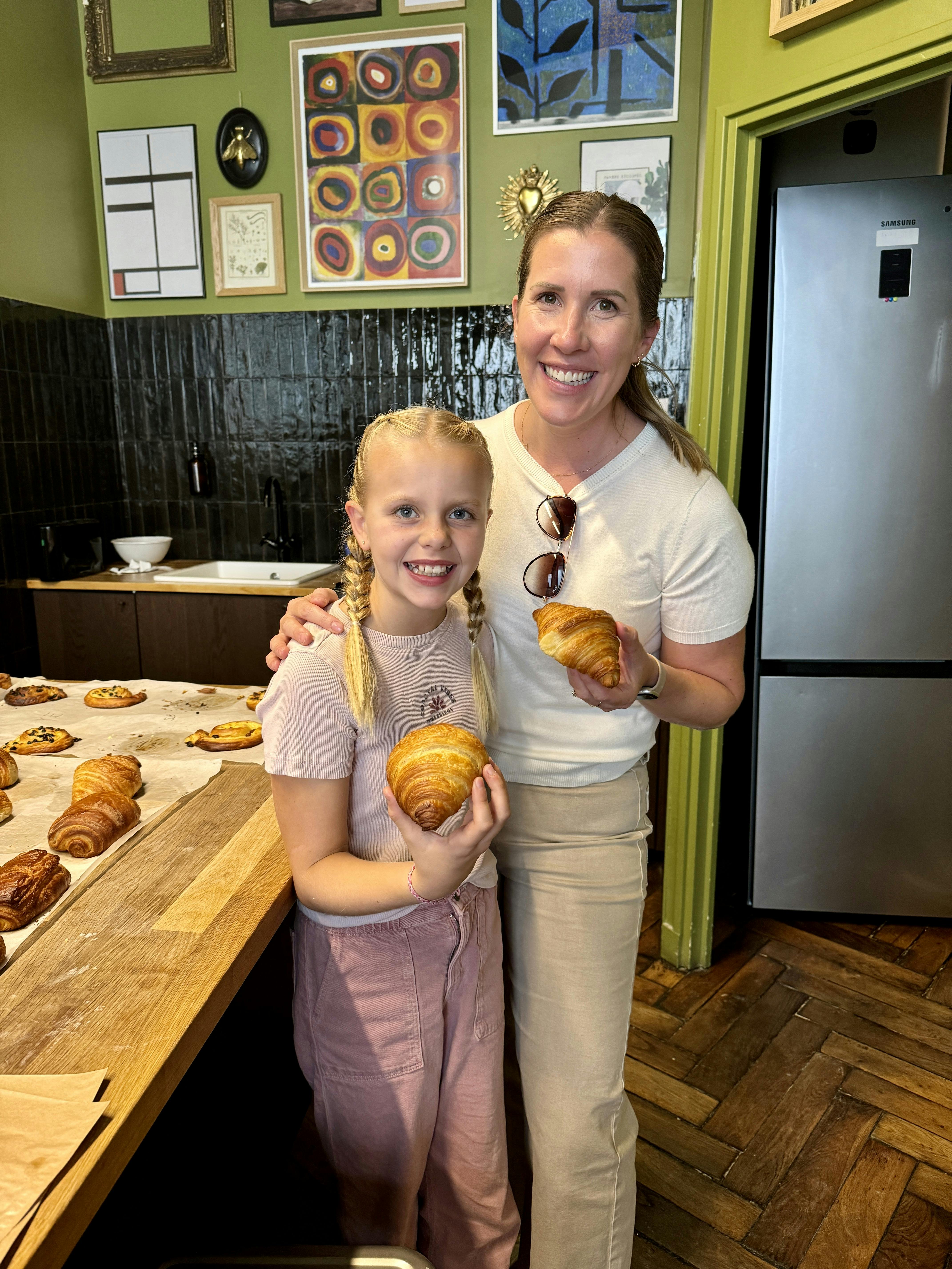 My daughter and I at our croissant-making class in Paris.