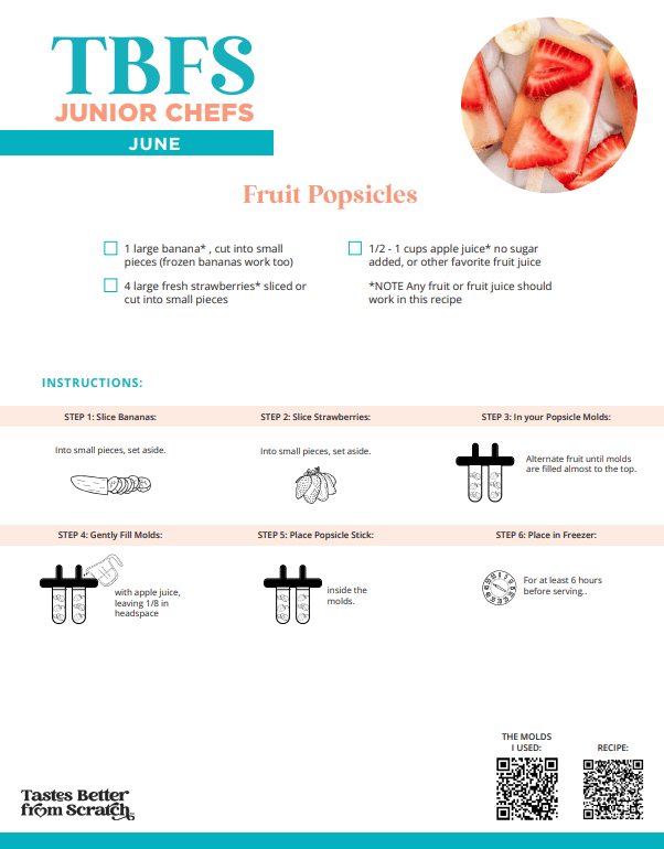 Printable Jr Chefs Challenge. 
