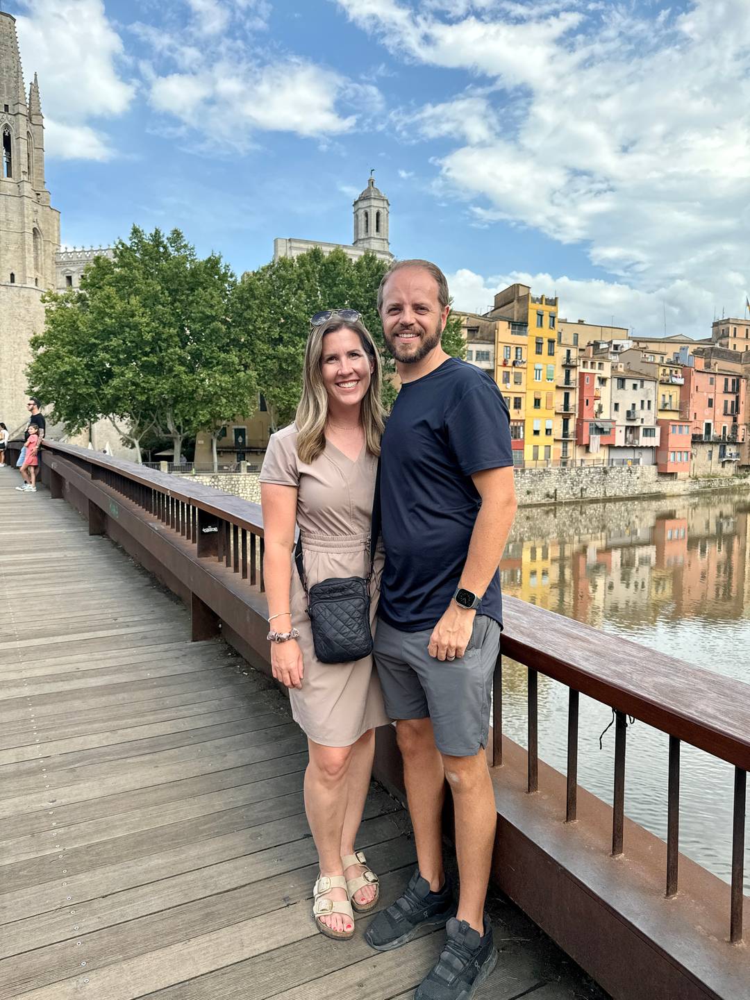 Jeff and Lauren on a bridge in Girona, Spain.