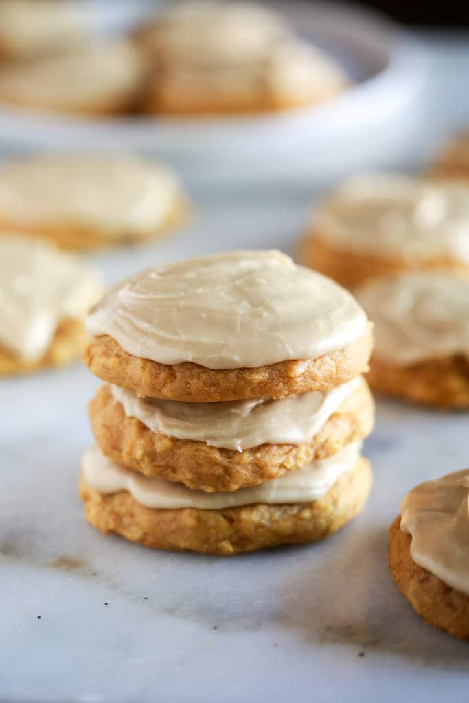 Pumpkin Cookies with Caramel Frosting.