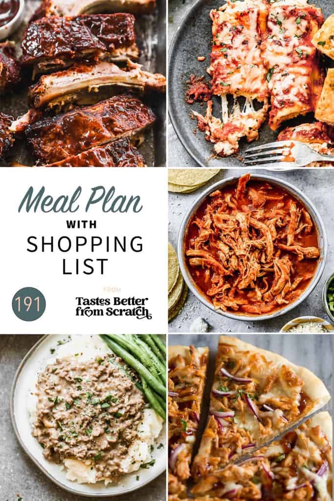 Meal Plan with Shopping List. 