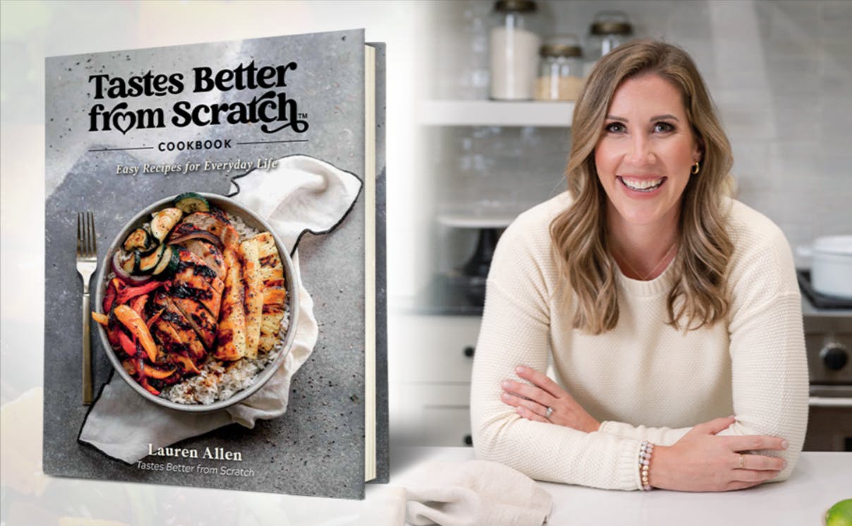 Lauren Allen with her cookbook Tastes Better From Scratch