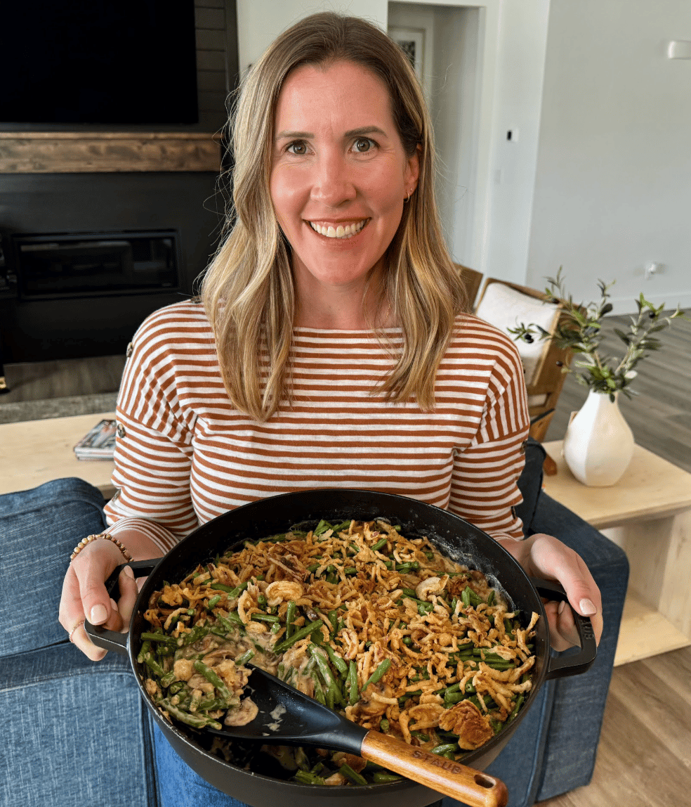 Lauren with green bean casserole.
