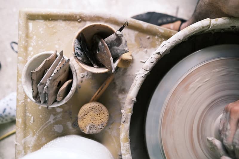 a messy potter's wheel