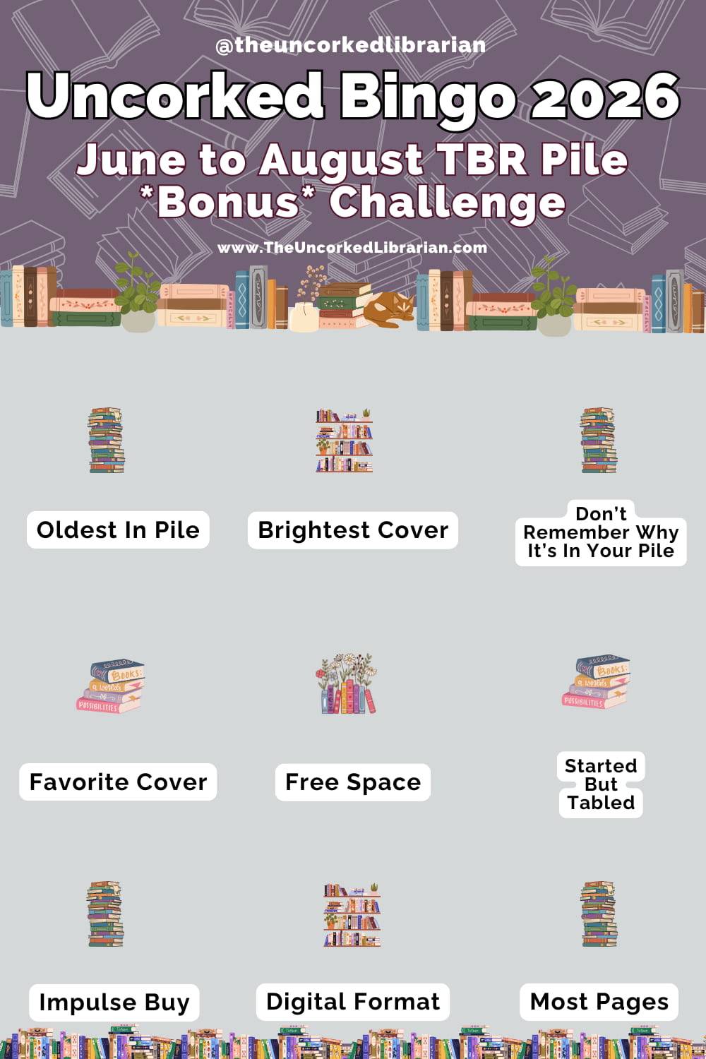 TBR Reading Challenge Bingo card
