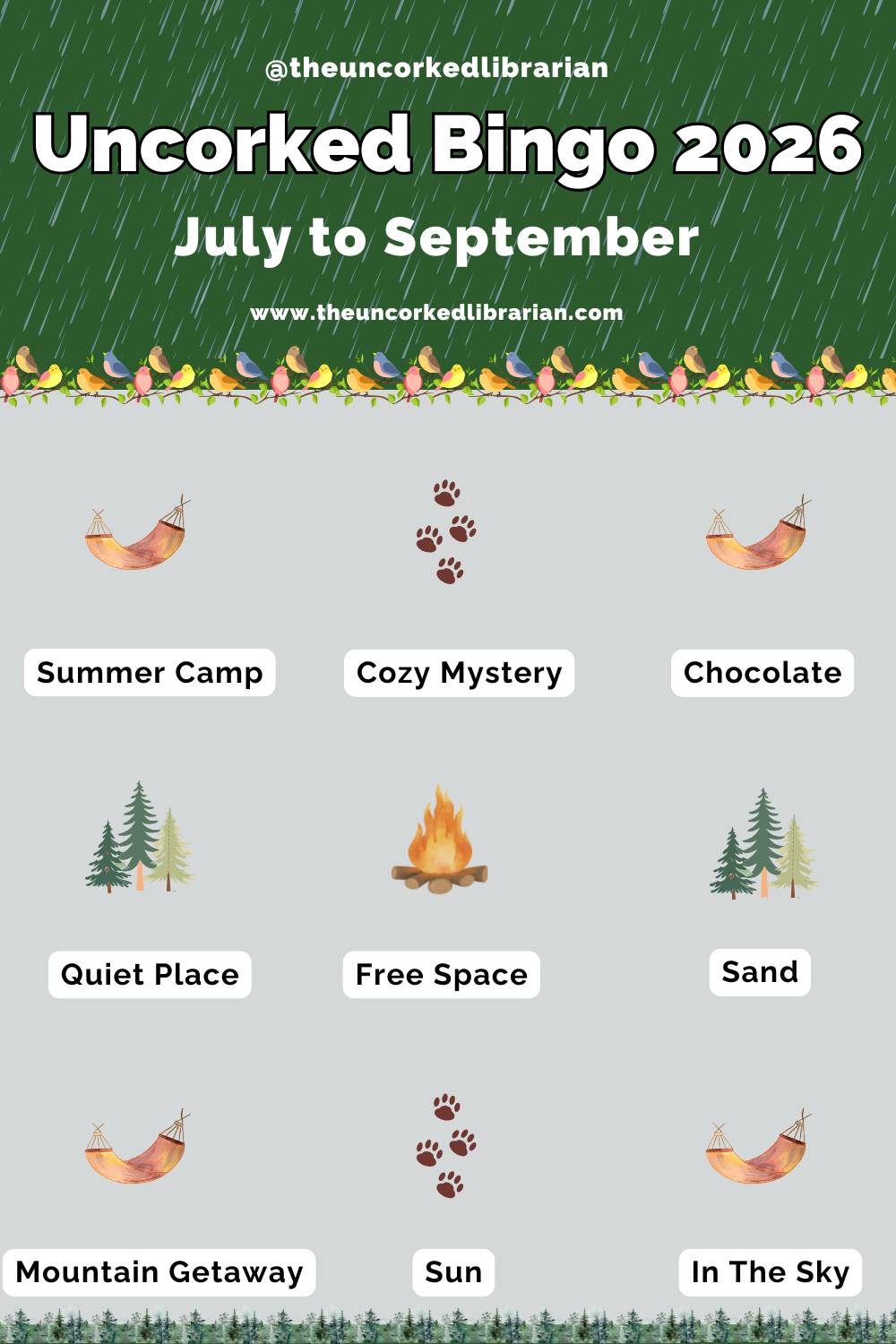 July to September 2026 Bingo Card