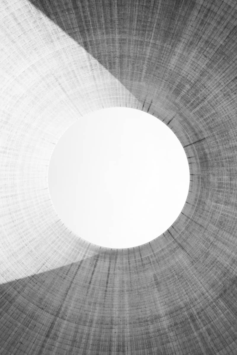 white round light at the end of the tunnel