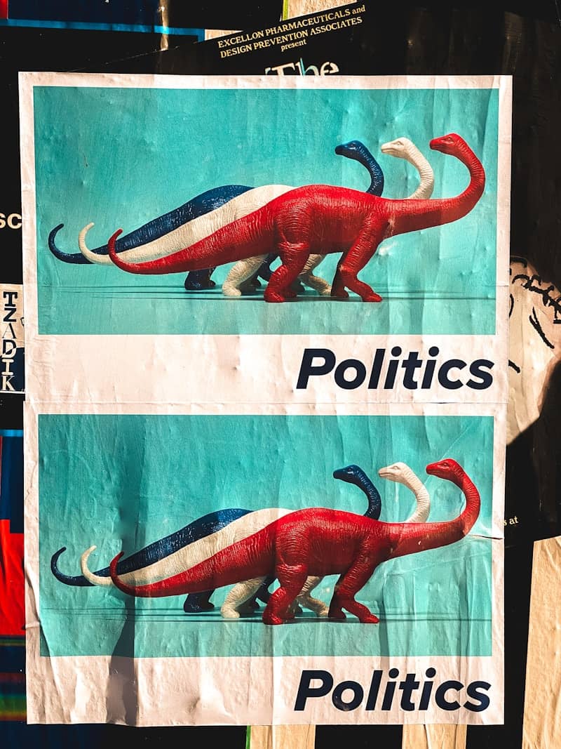 red, white, and blue dinosaurs