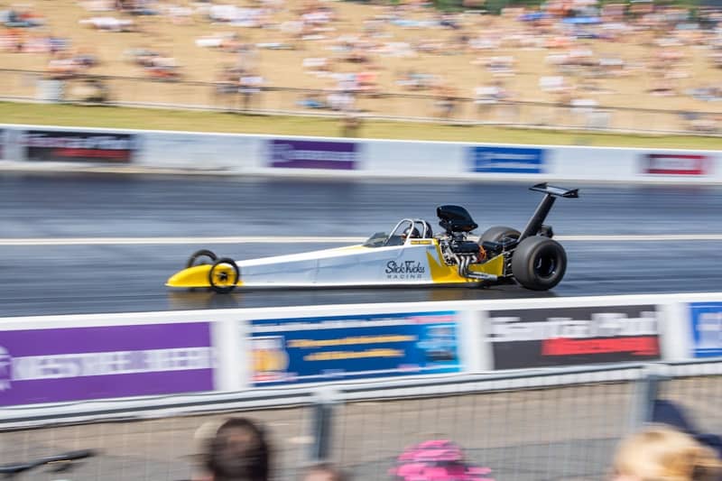a dragster racing on a track