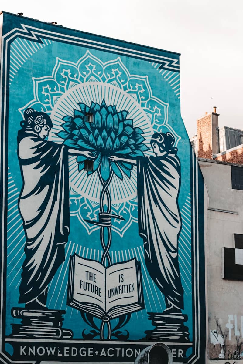a large mural on the side of a building