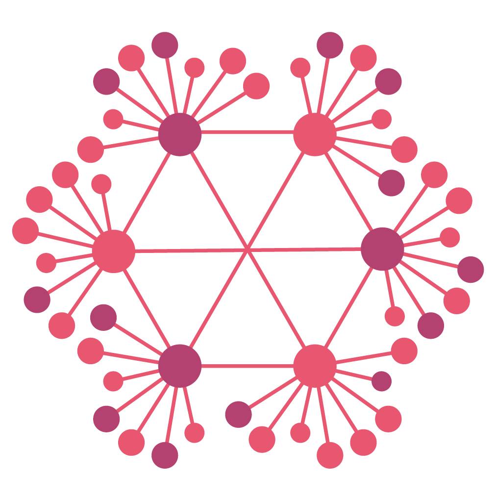 a design showing dots linked by lines in a decentralized patter