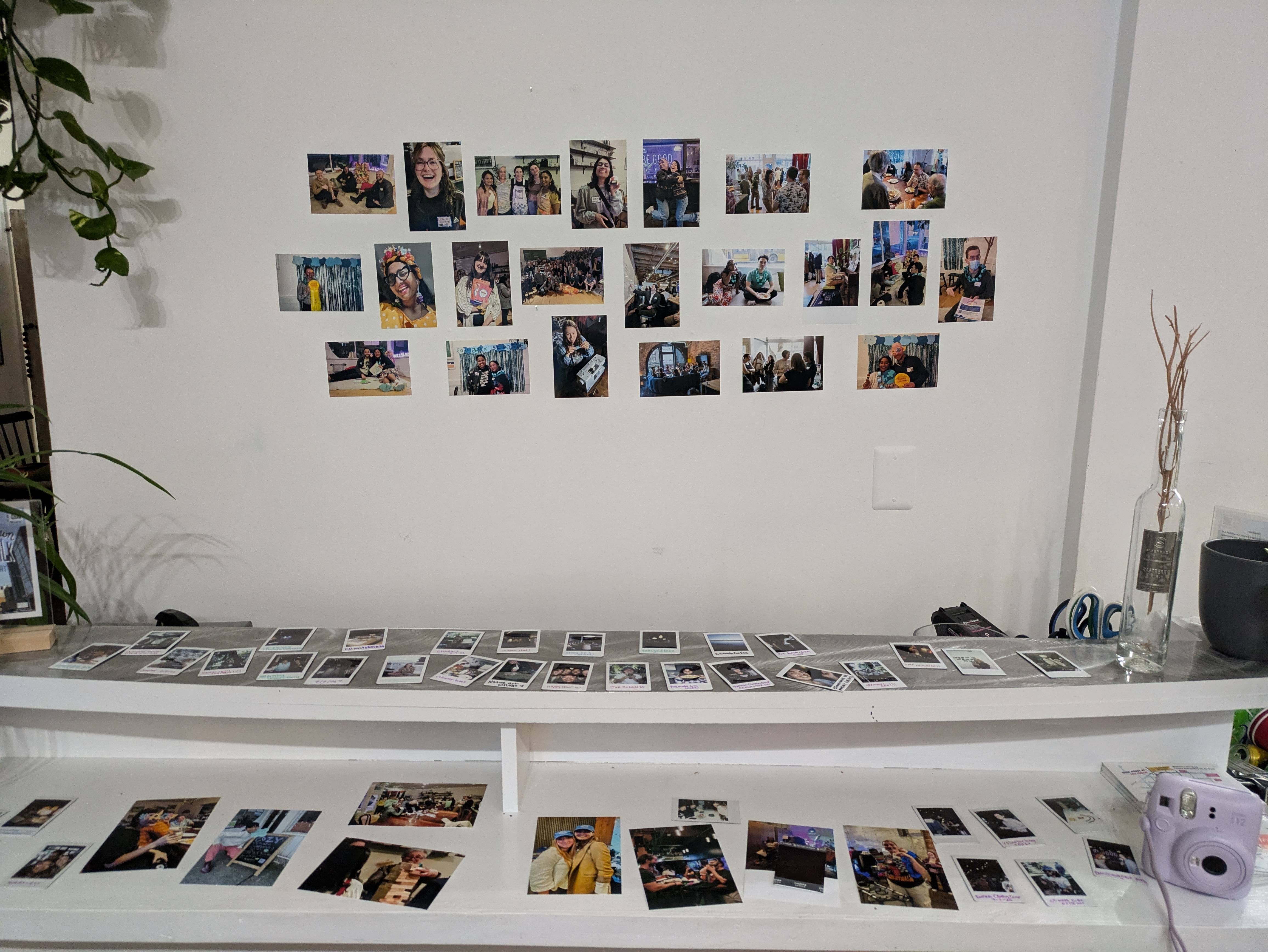 A pic of polaroids laid out on a table