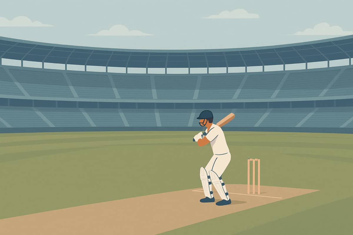 Cricket batsman playing in an empty stadium