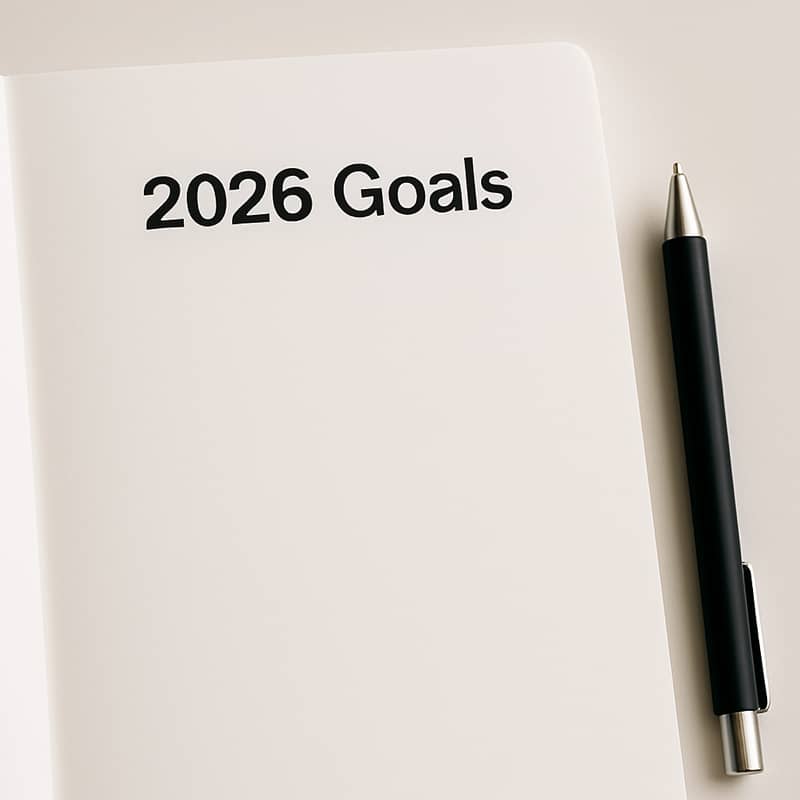 An overlay shot of an empty diary with a pen next to it