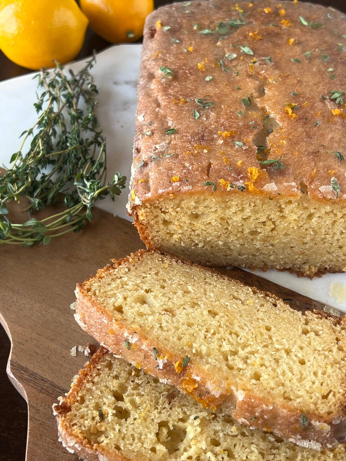 meyer lemon cake with a sugar glaze