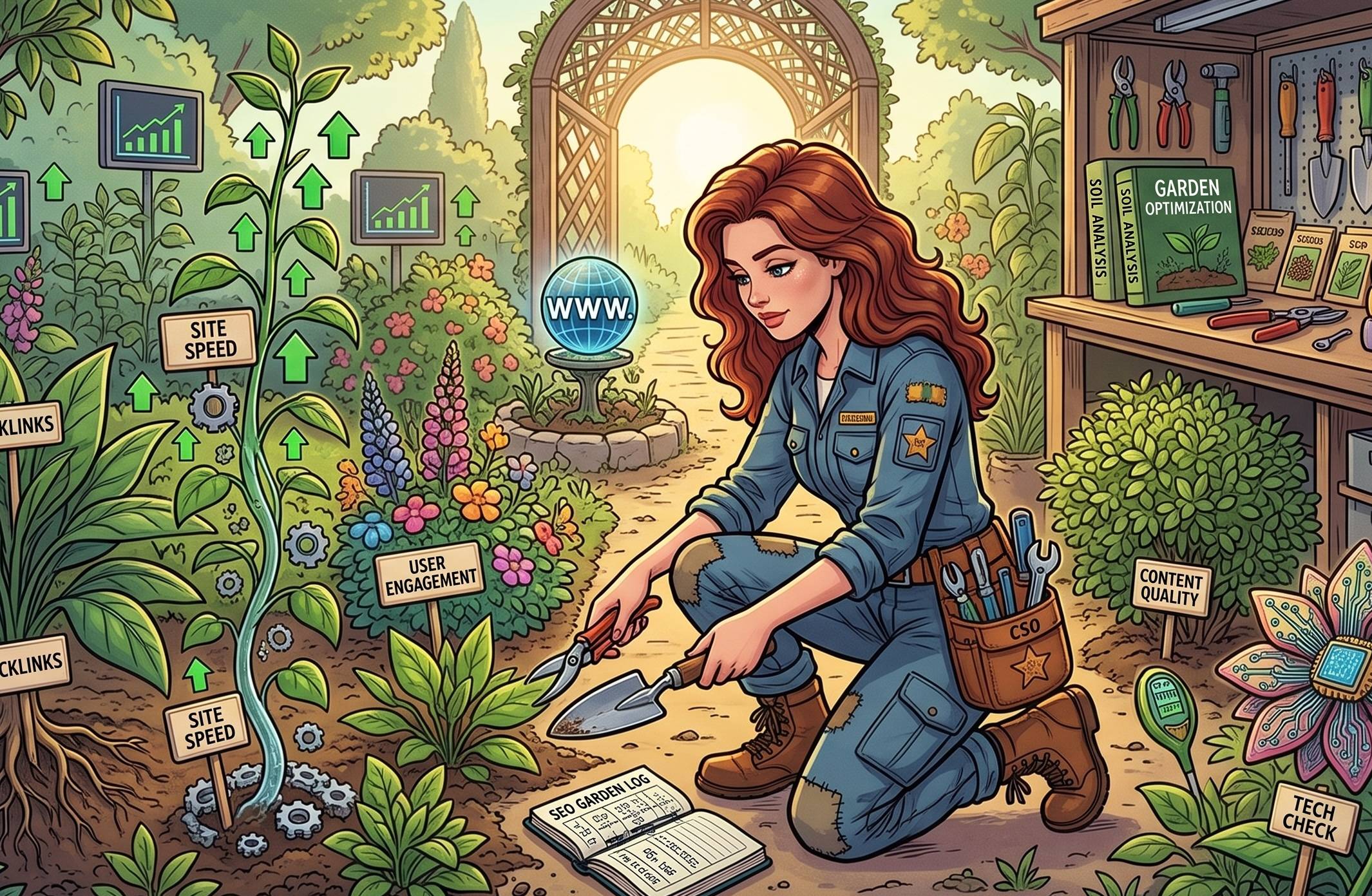 SEo Sidekick is tending to her garden like she does with her SEO efforts