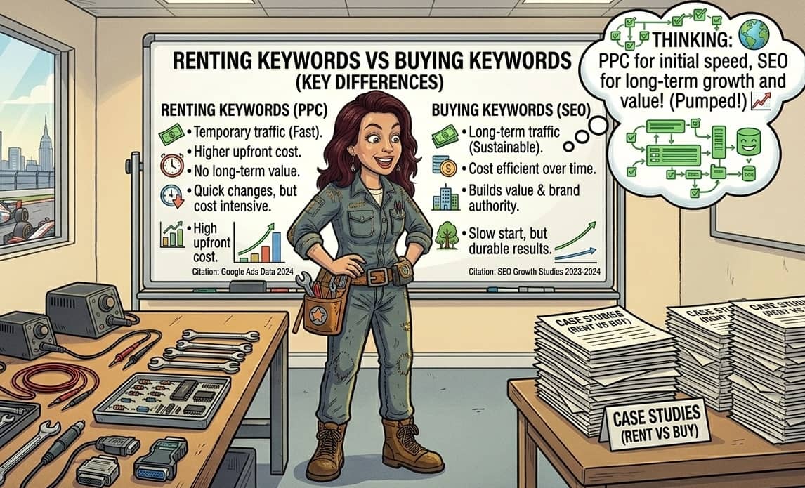the seo sidekick is teaching us how to buy vs rent keywords