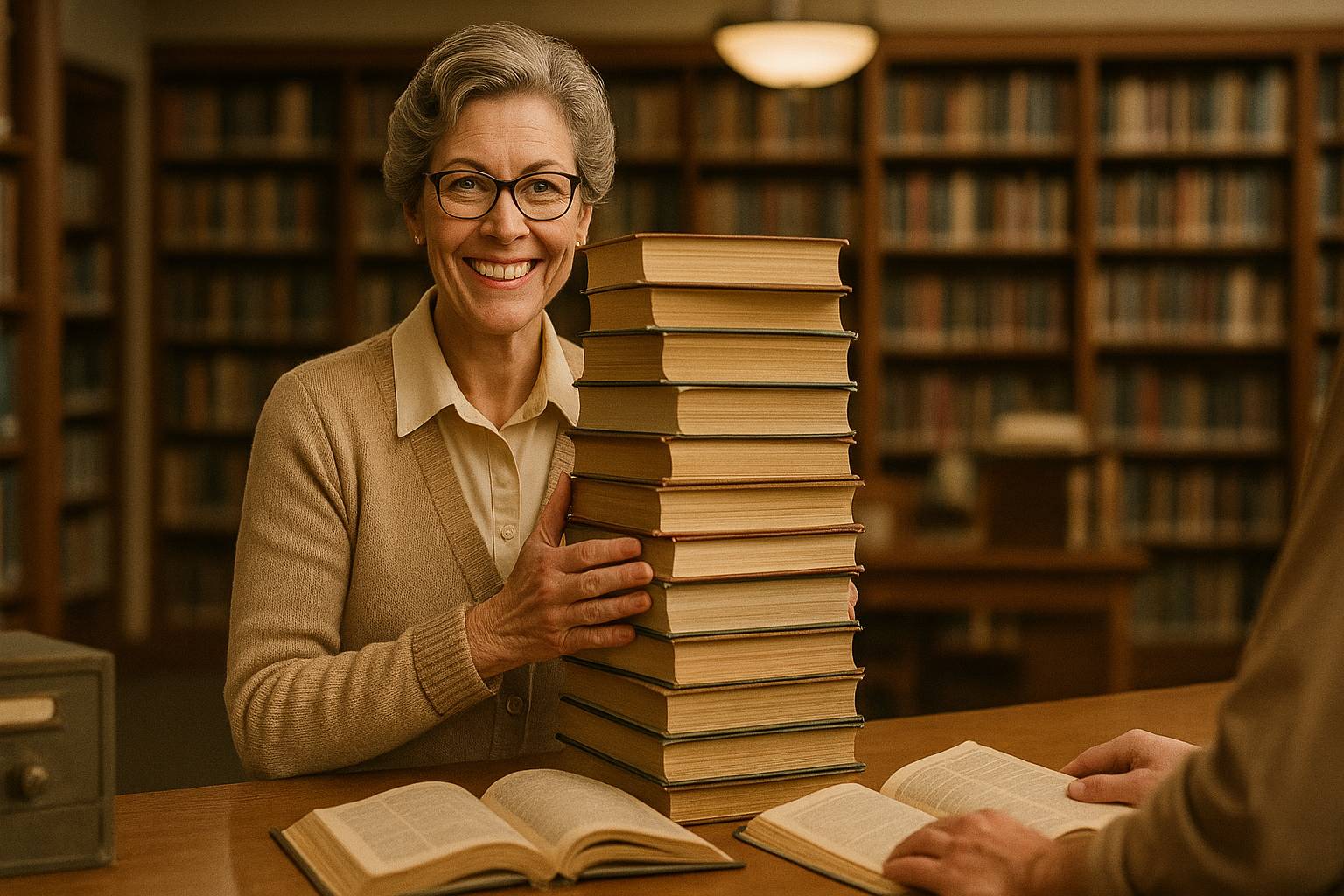 image of a helpful librarian finding everything you need
