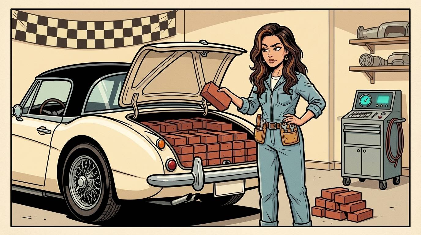 The SEO sidekick is unloading bricks from a cars trunk