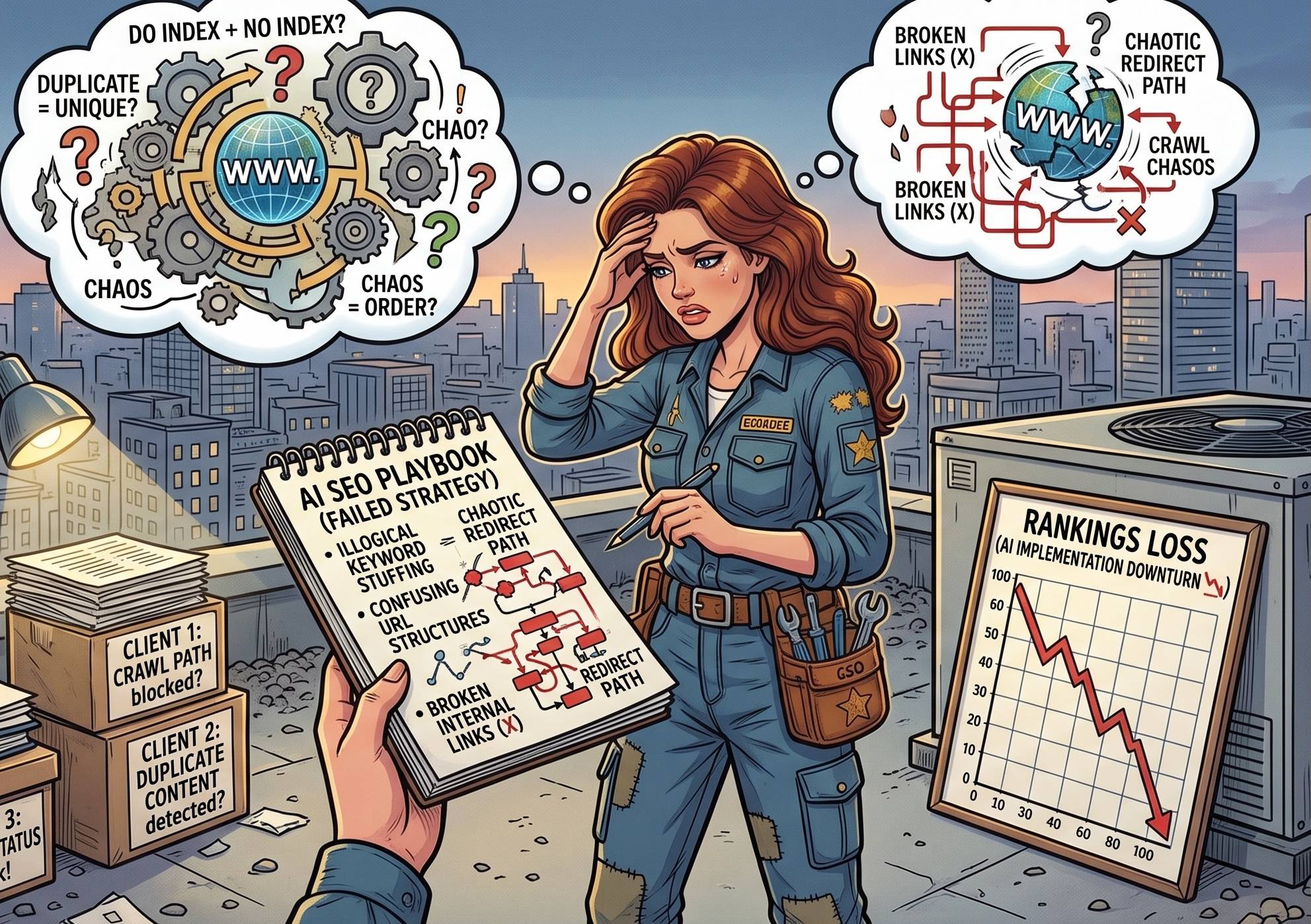 SEO Sidekick is confused about the AI SEO playbook being used by a local roofer