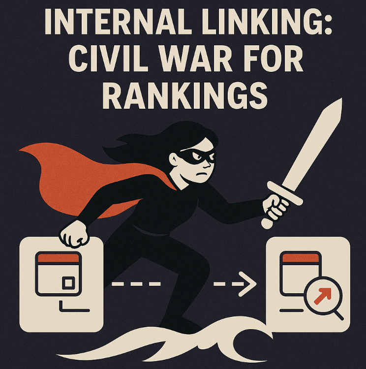 A character of a SEO agent fighting the civil war of internal linking